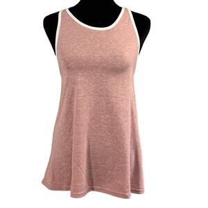 LAT Girls Racerback Tank Top Youth XL Pink Melange White Trim